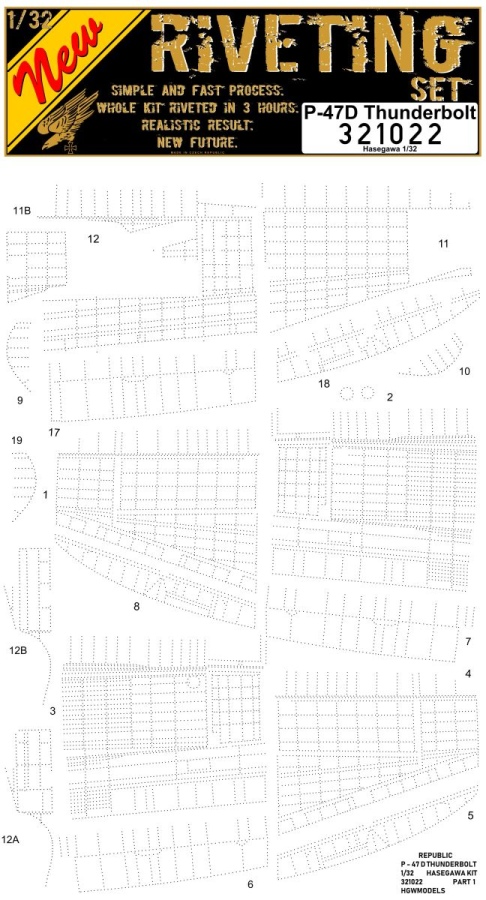 1/32 P-47D - Riveting Sets - Hasegawa