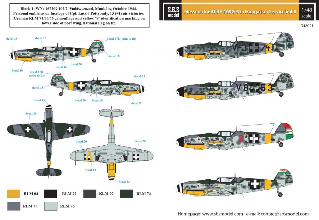 SBS Models Decals 1/48 MESSERSCHMITT Bf-109G-6 FINNISH AIR FORCE 