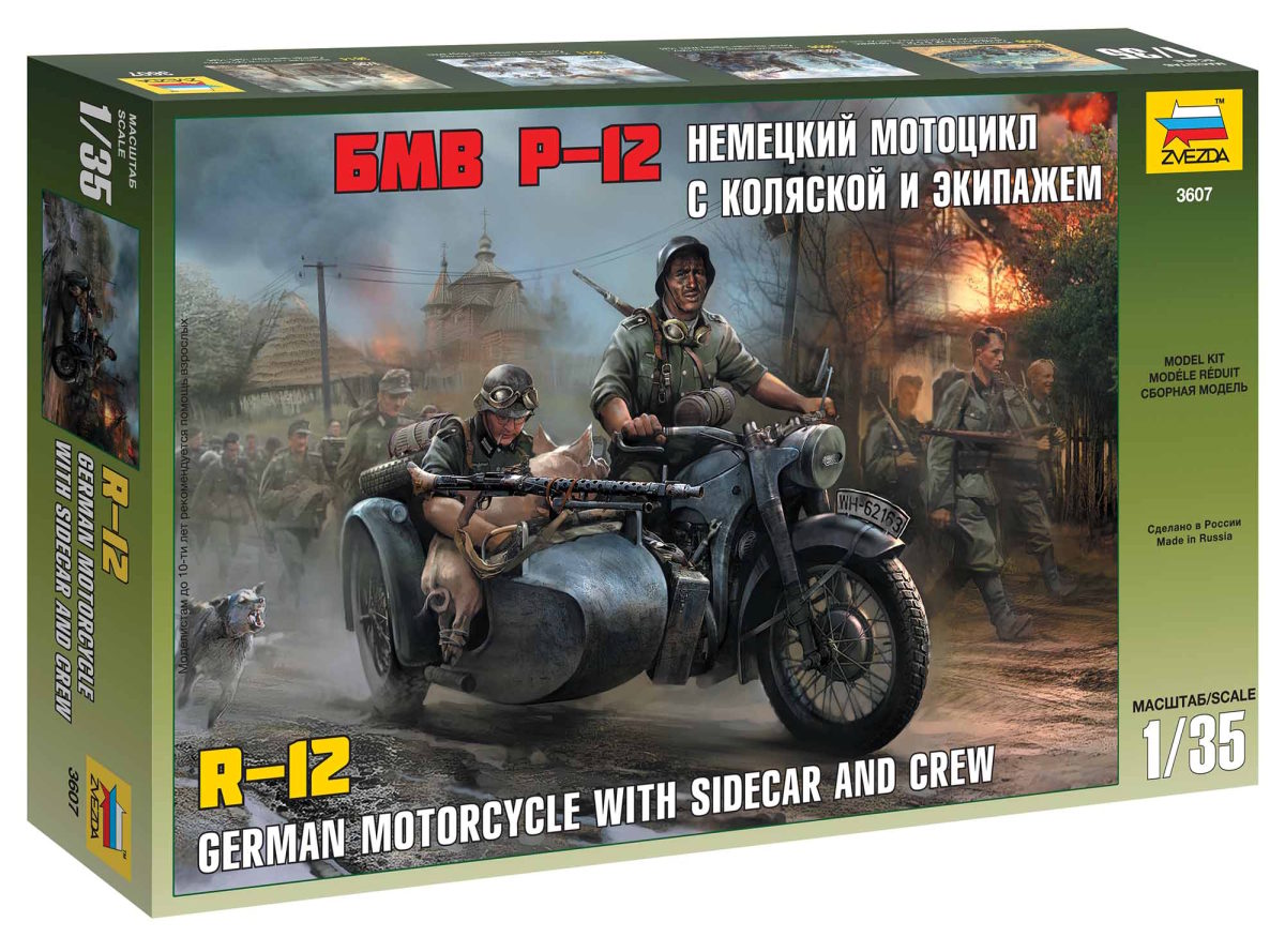 Zvezda 3607 German WWII Sidecar R12 with crew 1 35 V e pro