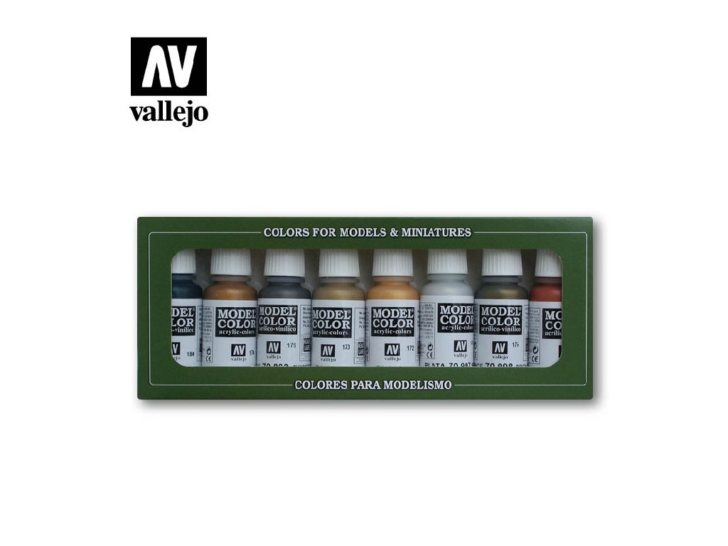 Acrylic colors set Vallejo Model Color 8 colors Set 70118 Metallic