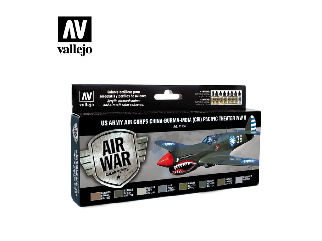 Acrylic colors set for Airbrush Vallejo Model Air US Army Air Corps Set  71184 China-Burma-India Paci