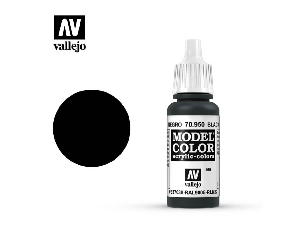 Vallejo Black Model Color Paint, 17ml