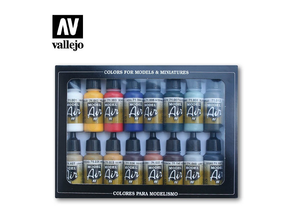 Acrylic colors set for Airbrush Vallejo Model Air Set 71178 Basic Color Pack (16)
