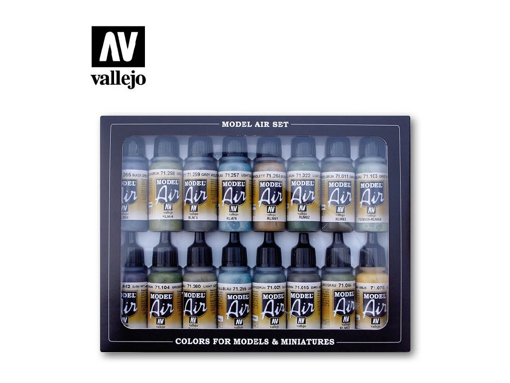 Acrylic colors set for Airbrush Vallejo Model Air Set 71193 RLM Colors (16)