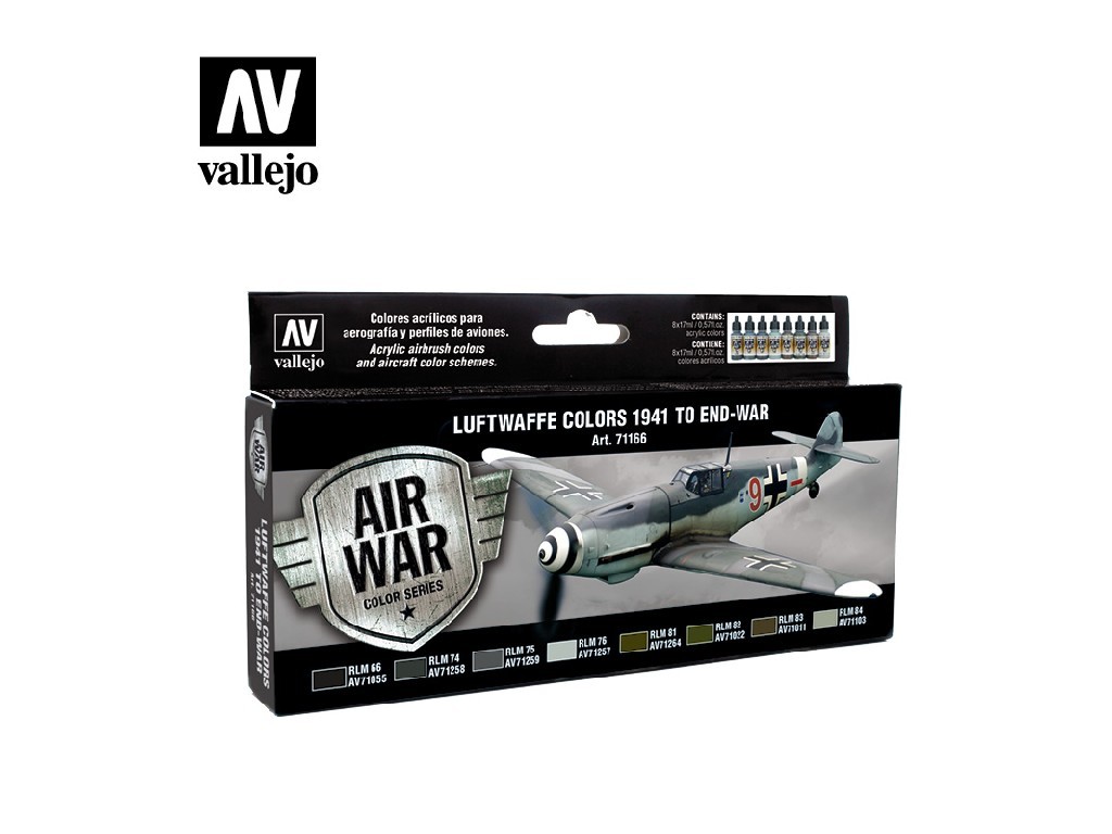 Acrylic colors set for Airbrush Vallejo Model Air Set 71166 Luftwaffe Colors 1941 To End-War (8)