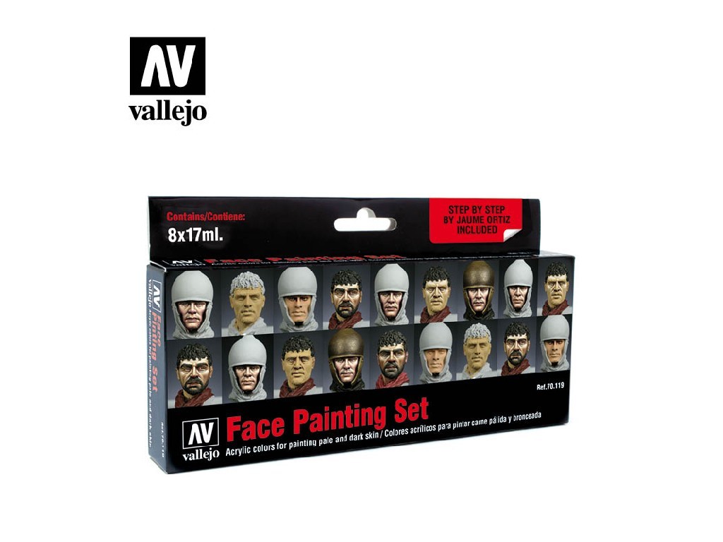 Acrylic colors set Vallejo Model Color Effects Set 70119 Faces Painting Set (8) by Jaume Ortiz