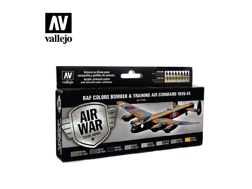 Acrylic colors set for Airbrush Vallejo Model Air RAF Set 71145 Bomber Air Command & Training Air Co