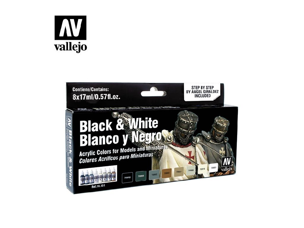 Acrylic colors set Vallejo Model Color Effects Set 70151 Black & White (8) by Angel Giraldez