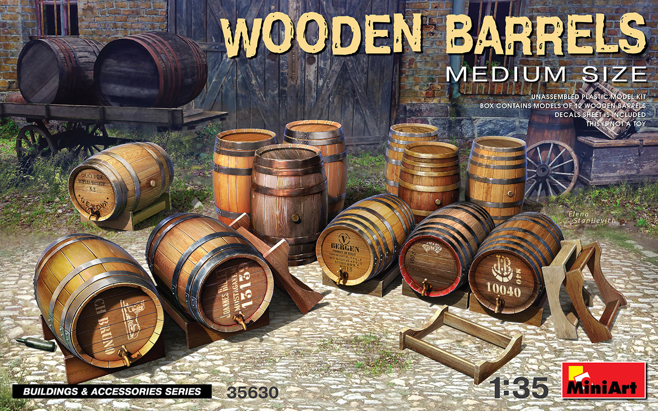 1/35 Wooden Barrels. Medium Size - Miniart