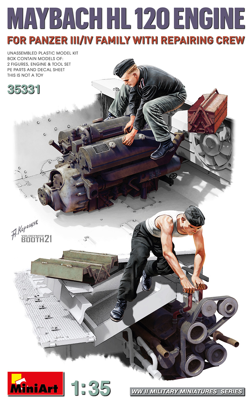 1/35 Maybach HL 120 Engine for Panzer III/IV Family w/Repair Crew - Miniart