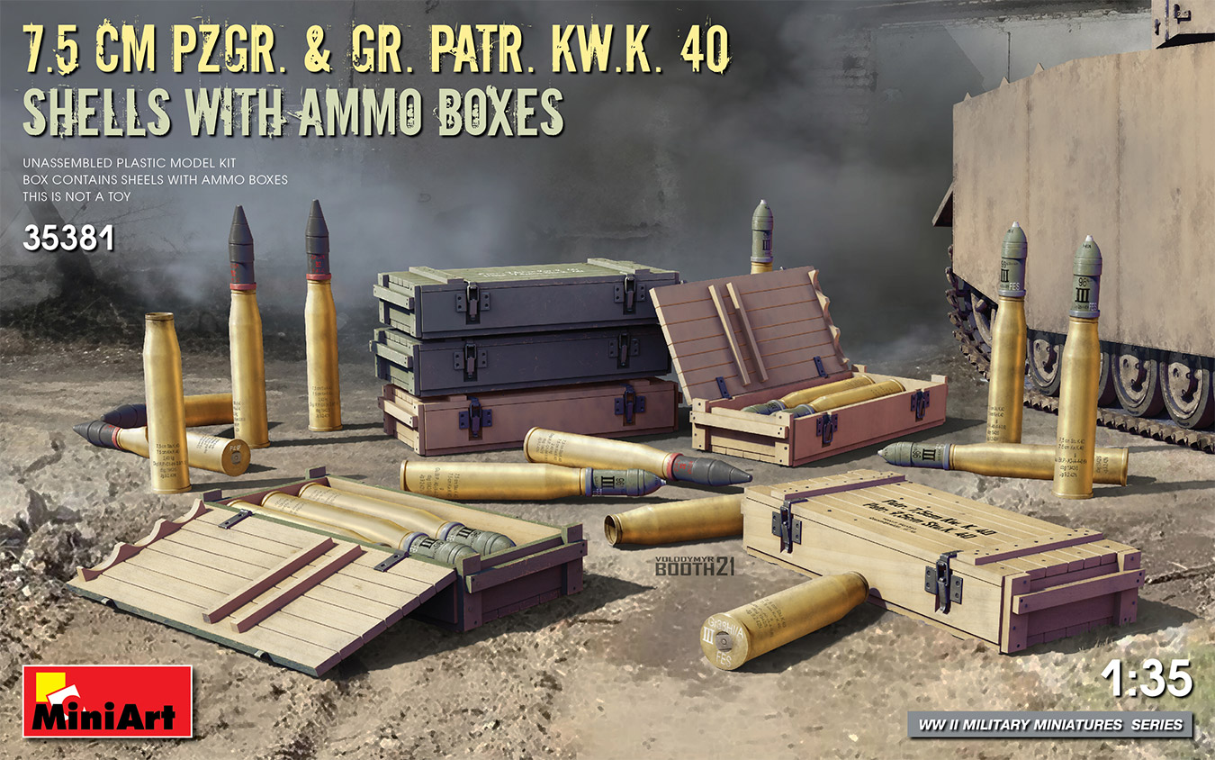 1/35 7.5 cm Pzgr. & Gr. Patr. Kw.K. 40  Shells with Ammo Boxes - Miniart