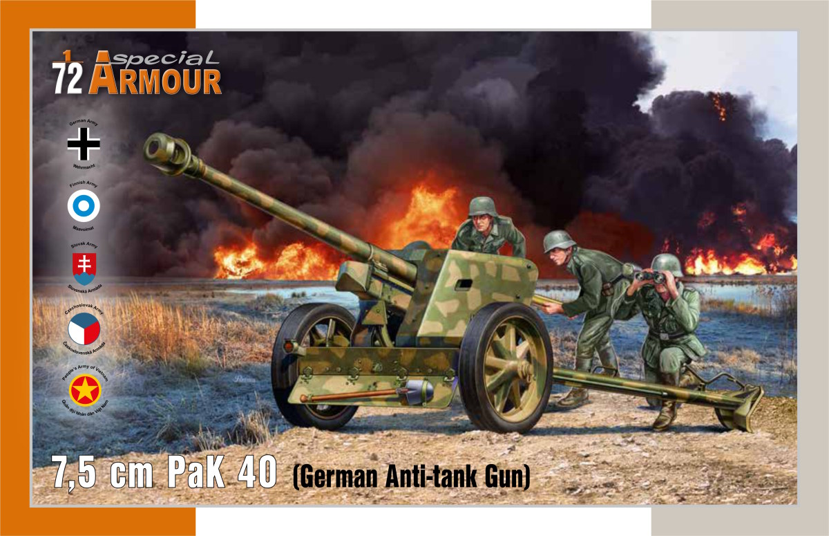 Scale plastic kit 1/72 7,5 cm PaK 40 ‘German Anti-tank Gun’