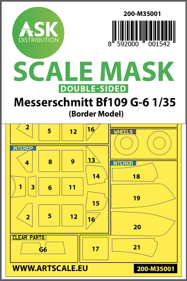1/35 Messerschmitt Bf 109G-6 double-sided painting mask for Border Model