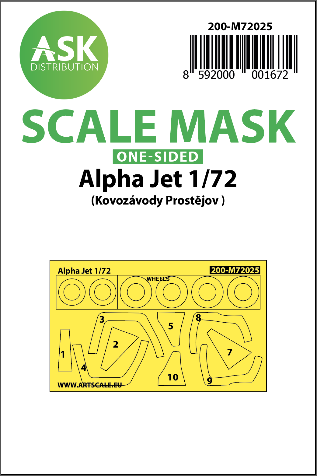 1/72 Alpha Jet one-sided painting mask for KPM Prostejov