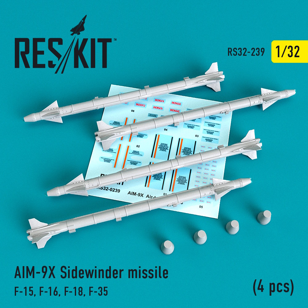AIM-9X Sidewinder missiles (4 pcs) (F-15, F-16, F-18, F-35) (1/32 .