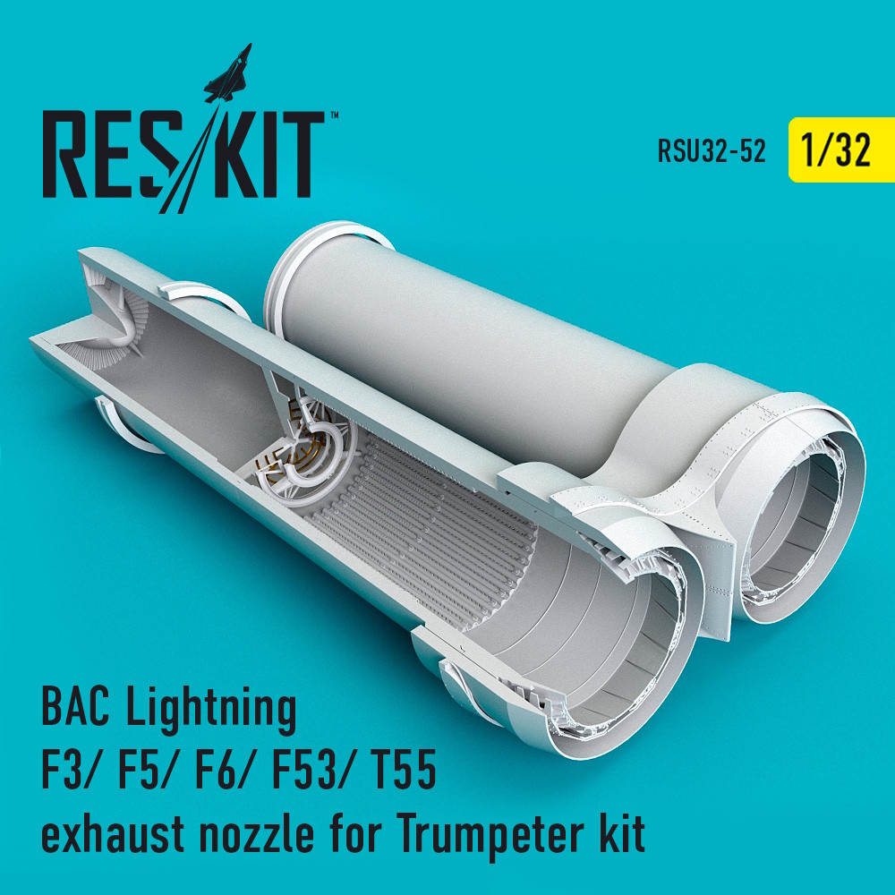 BAC Lightning F3/ F5/ F6/ F53/ T55 exhaust nozzles for Trumpeter kit (1/32)