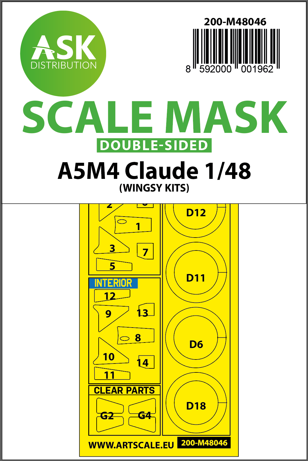 1/48 A5M4 Claude double-sided painting mask for Wingsy kits