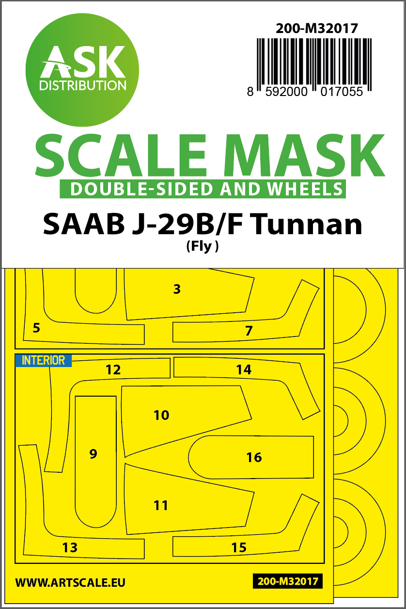 1/32 SAAB J-29B/F double-sided express masks for Fly