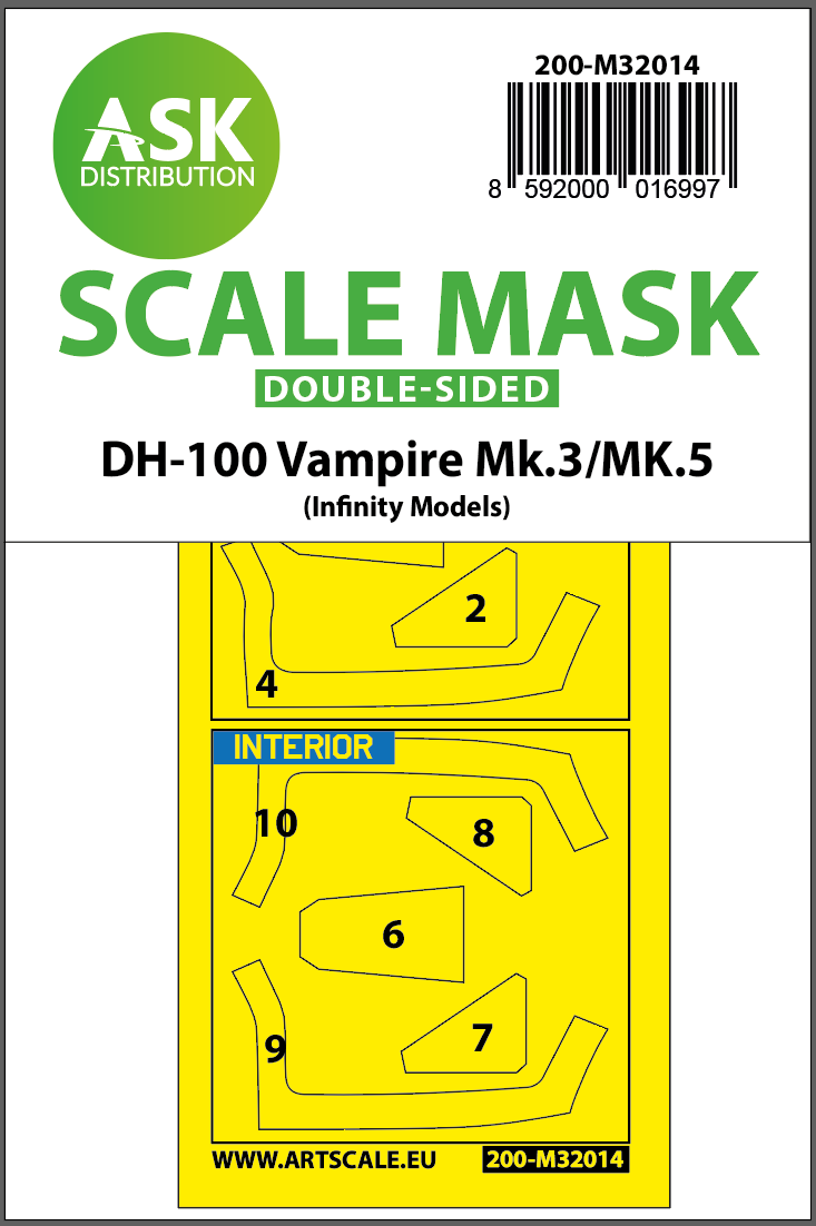 1/32 DH-100 Vampire Mk.3 / Mk.5 double-sided express masks for Infinity