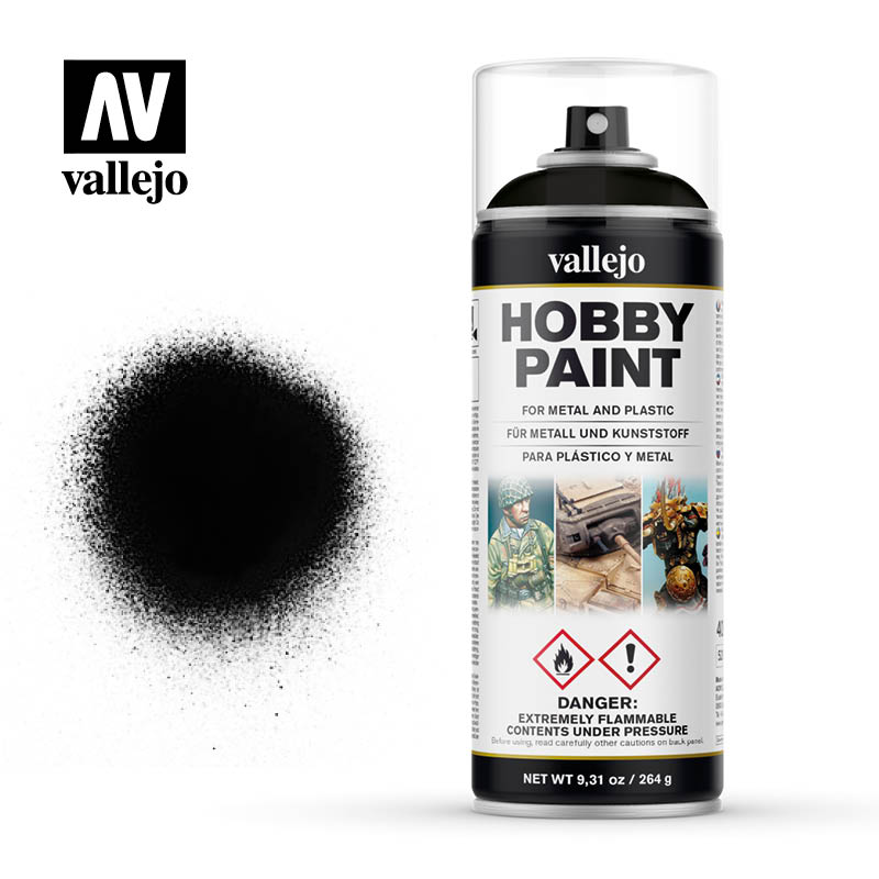 Vallejo Aerosol 28012 Black Primer Spray (400ml)