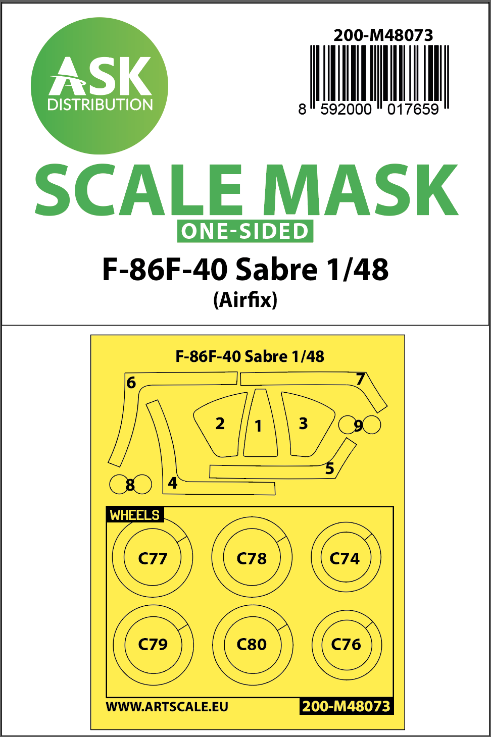 1/48 F-86F-40 Sabre one-sided mask for Airfix 200-M48073