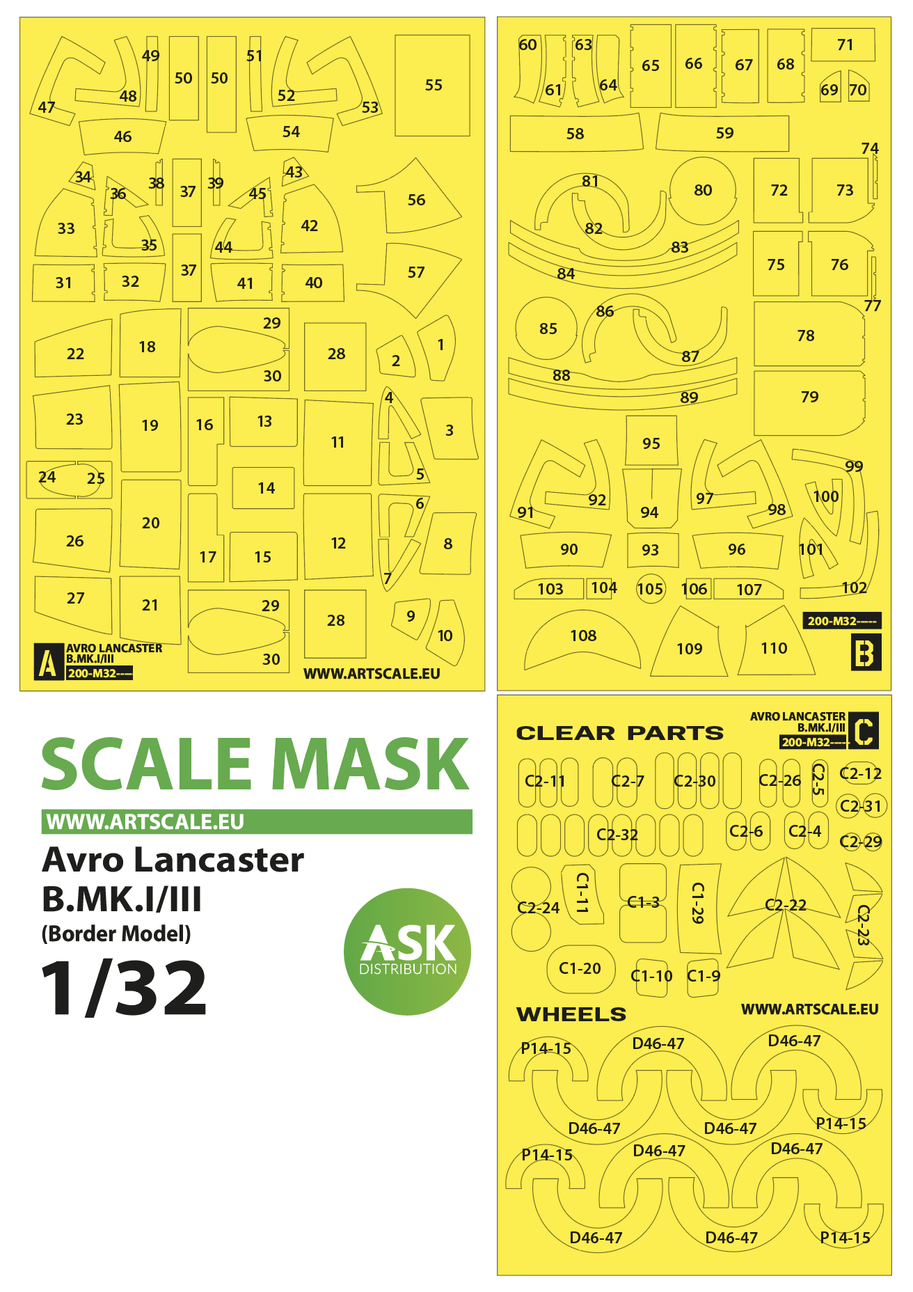 1/32 Avro Lancaster B Mk.I/III express self adhesive masks for Border Model