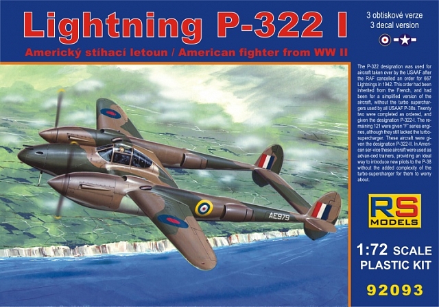 Scale plastic kit 1/72 Lighting P-322 I 3 decal v. for Great Britain, USA
