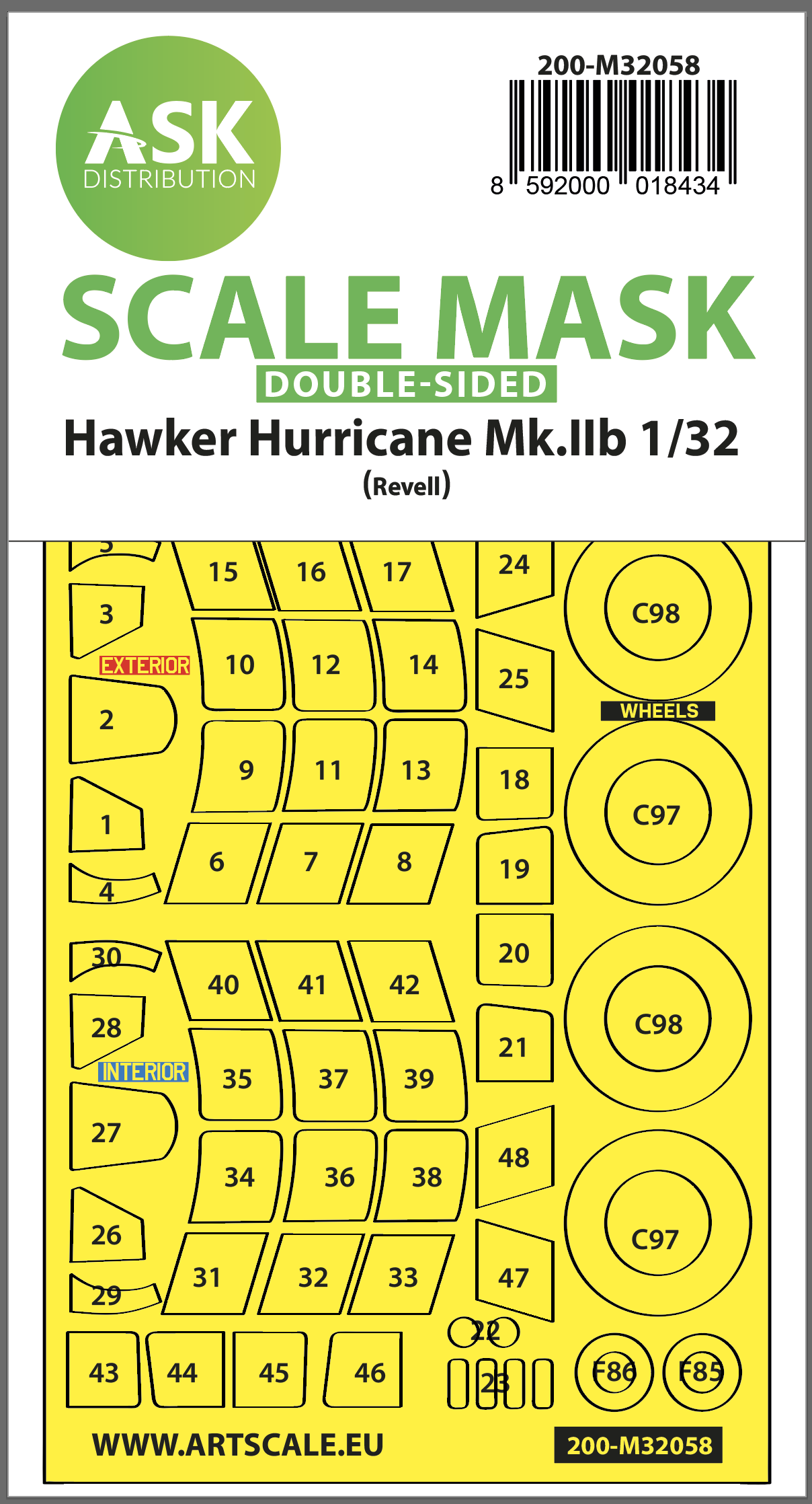 1/32 Hawker Hurricane Mk.IIB  double-sided express masks for Revell