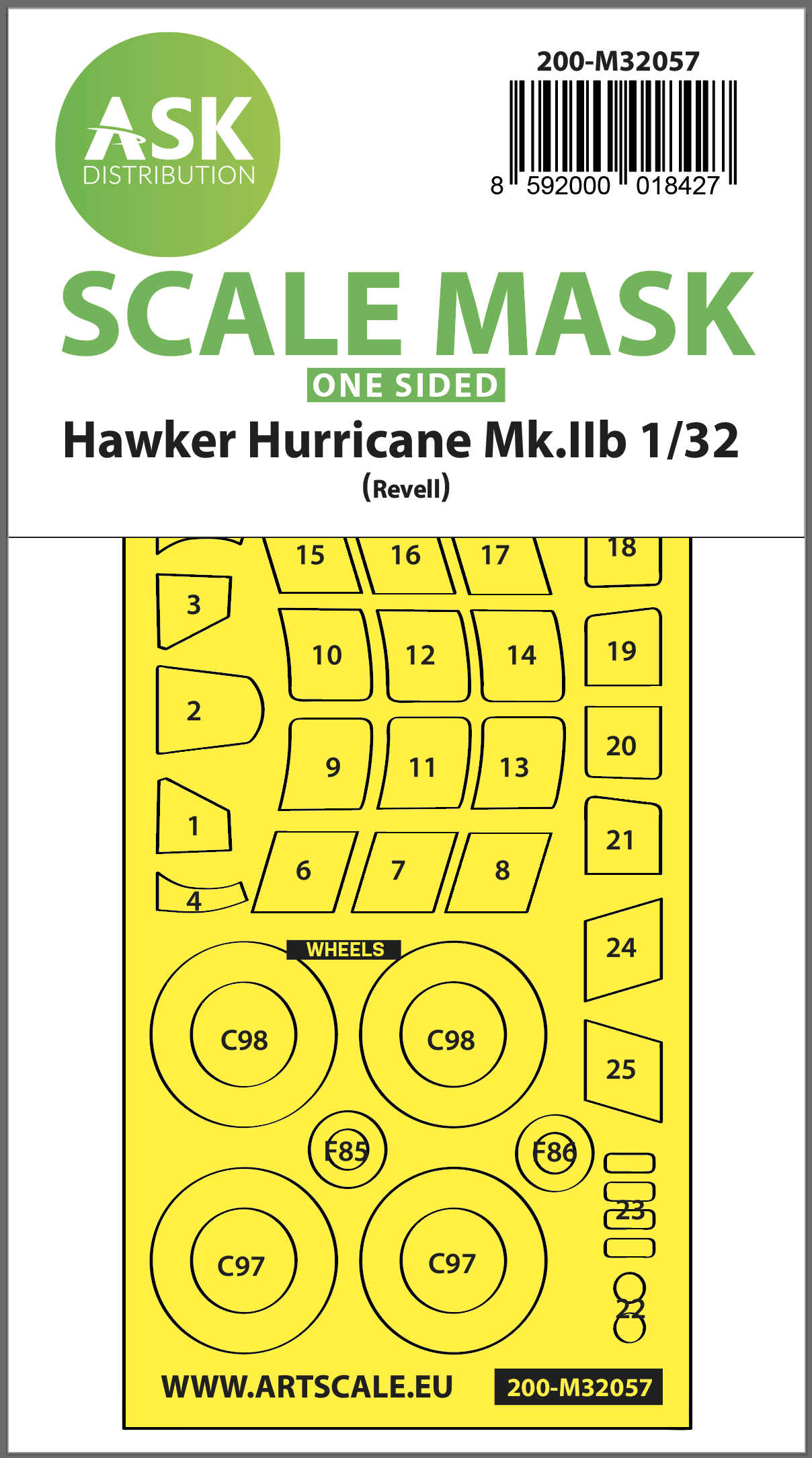 1/32 Hawker Hurricane Mk.IIB  one-sided express masks for Revell