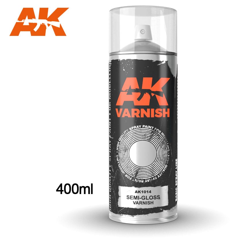 AK AK SPRAYS - Basic colors Semi-Gloss varnish - Spray 400ml (Includes 2 nozzles) 