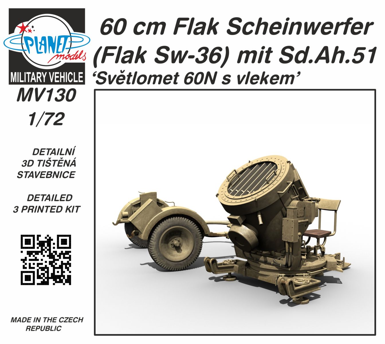 1/72 60 cm Flak Scheinwerfer (Flak Sw-36) mit Sd.Ah.51 / Světlomet 60N s vlekem