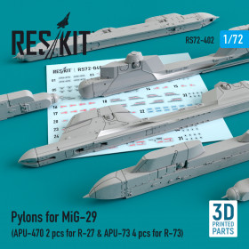 Pylons for MiG-29 (APU-470 2 pcs for R-27 & APU-73 4 pcs for R-73) (1/72)