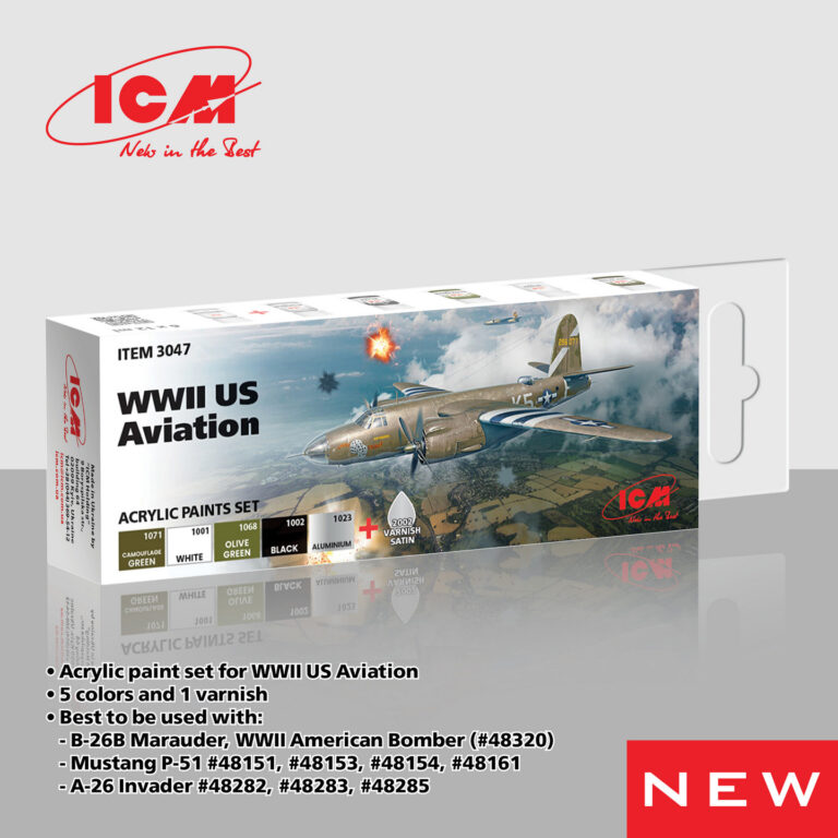 ICM WWII US Aviation - acrylic paint set 
6 bottles х 12 ml