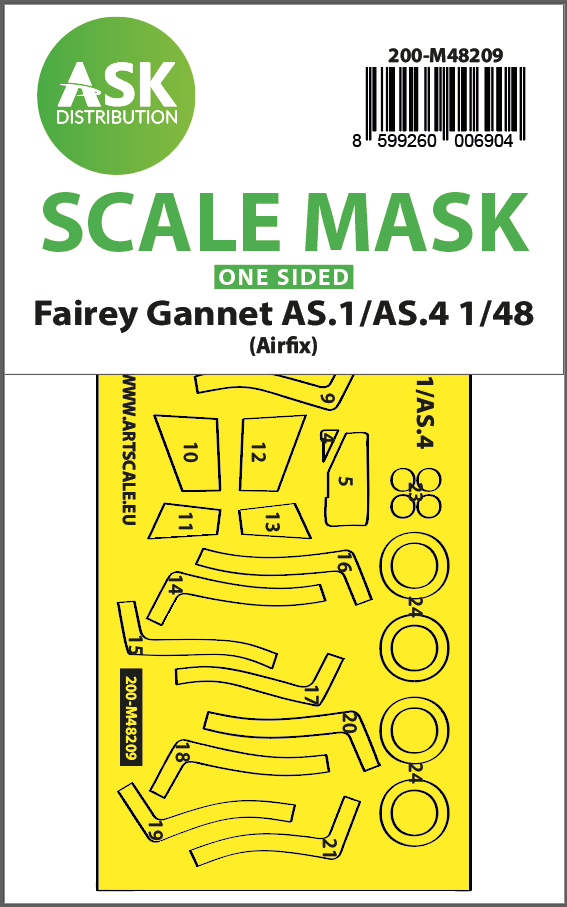 1/48 Fairey Gannet AS.1/AS.4 one-sided fit and self adhesive express mask for Airfix