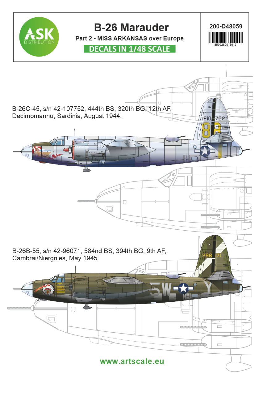 1/48 B-26B Marauder part 2 - Over Europe, Miss Arkansas - Mediterranean area and D-Day ISH-TAK-HA-BA
